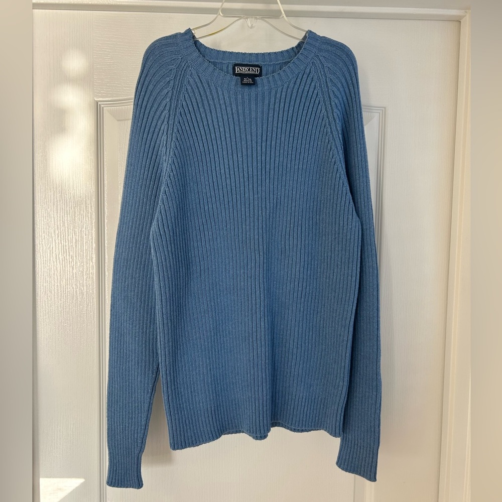 Lands End knit blue sweater